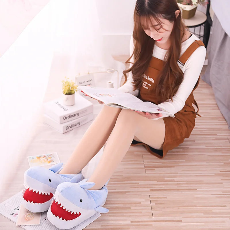 π¦ HKSNG Winter Funny Shark Slippers β Warm, furry indoor shoes for men & women.