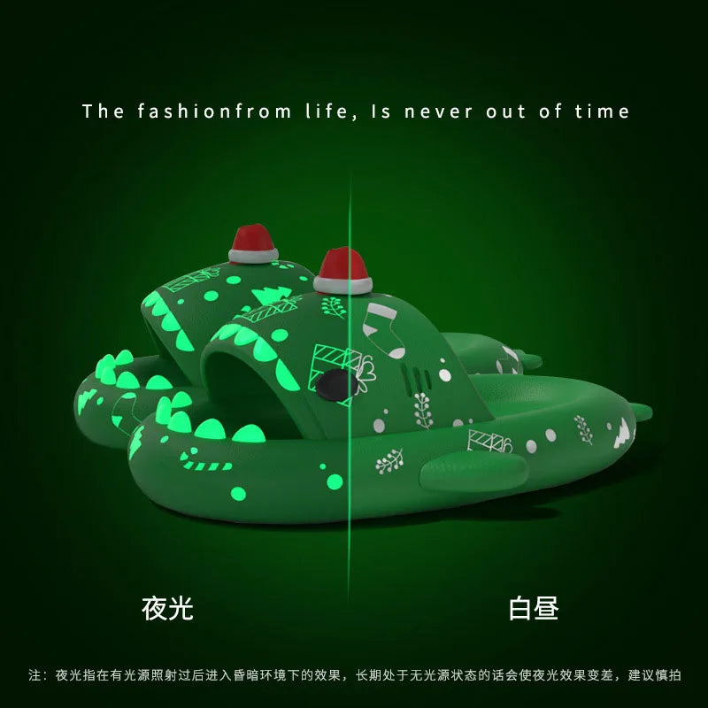 π¦ Night Glowing Shark Slippers β Fun platform slides for women & men.