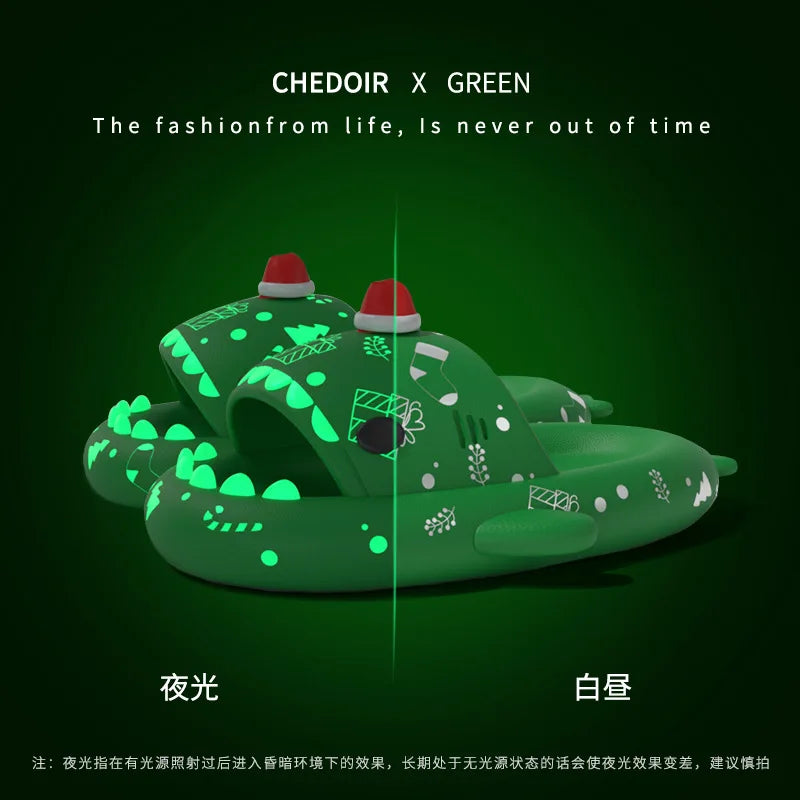 π¦ Luminous Christmas Shark Slippers β Fun non-slip EVA sandals for men & women