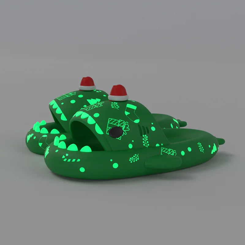 π¦ Night Glowing Shark Slippers β Fun platform slides for women & men.