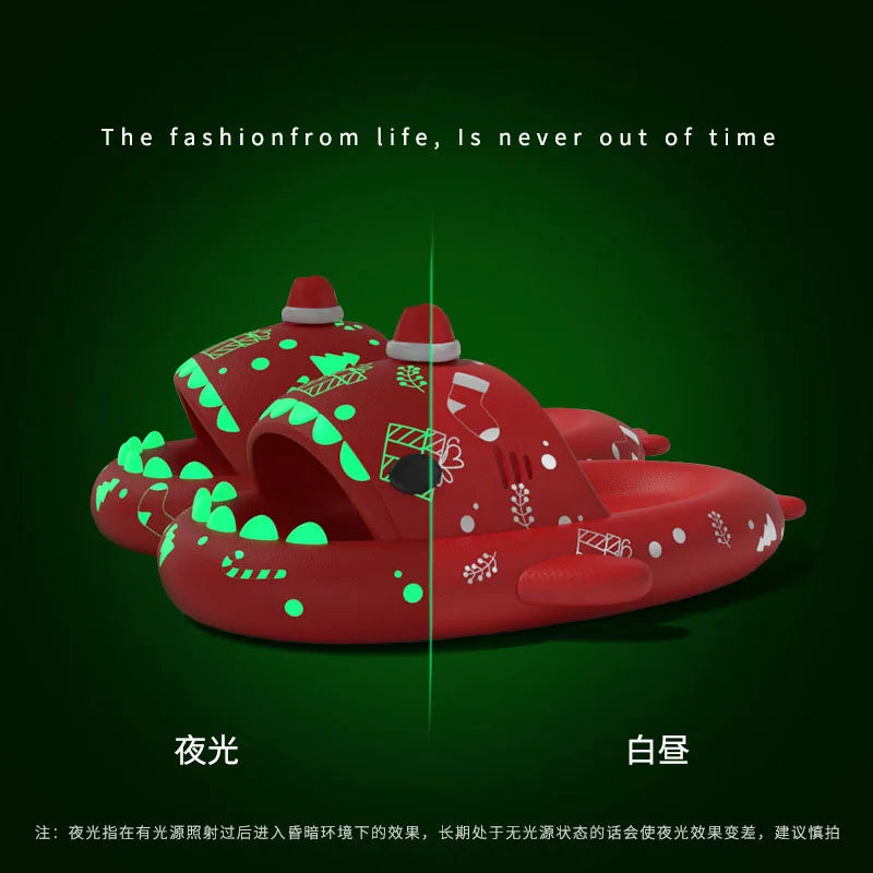 π¦ Night Glowing Shark Slippers β Fun platform slides for women & men.
