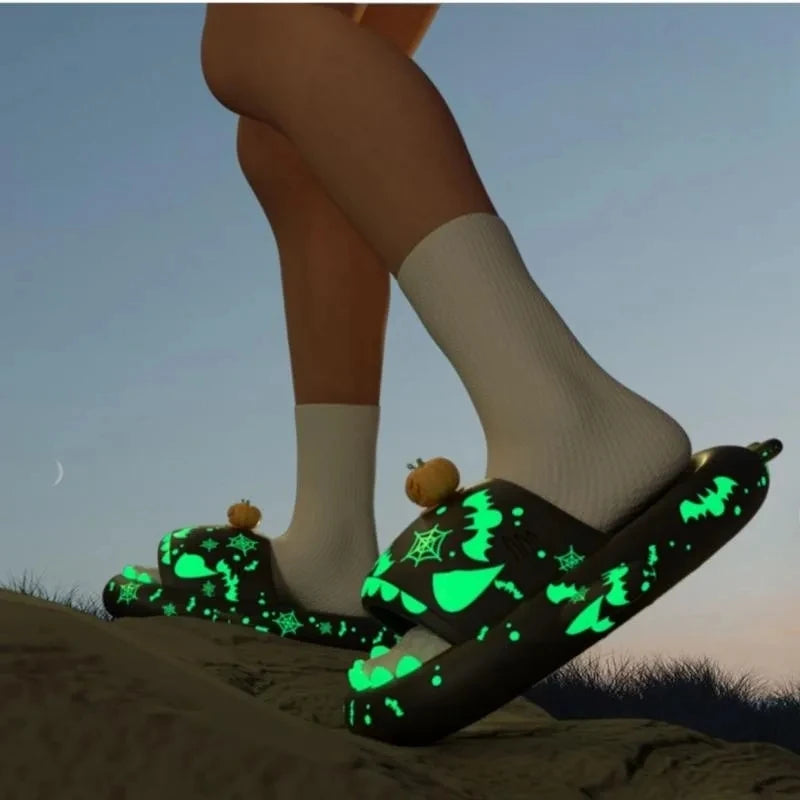 π¦ Halloween Pumpkin Glow Shark Slippers β Fun, non-slip