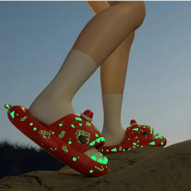 π¦ Halloween Pumpkin Glow Shark Slippers β Fun, non-slip