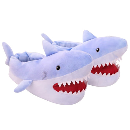 🦈 HKSNG Winter Funny Shark Slippers – Warm, furry indoor shoes for men & women.