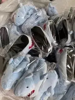 🦈 HKSNG Winter Funny Shark Slippers – Warm, furry indoor shoes for men & women.
