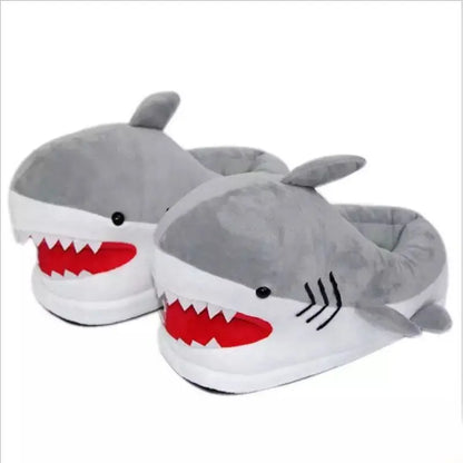 🦈 HKSNG Winter Funny Shark Slippers – Warm, furry indoor shoes for men & women.
