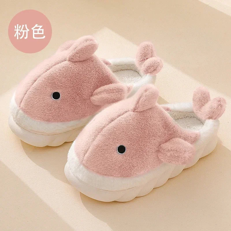 🦈 Fuzzy Shark House Slippers – Funny, plush winter slippers for women & men.