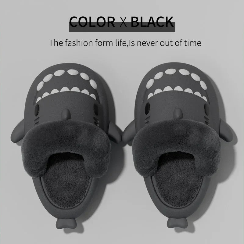 🦈 Men & Women Shark Slippers – Detachable, waterproof EVA slippers with warm plush cotton.