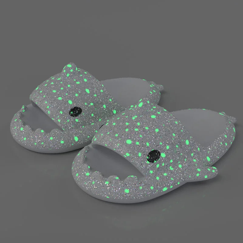 🦈 Halloween Pumpkin Glow Shark Slippers – Fun, non-slip