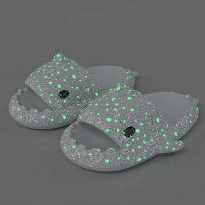 🦈 Halloween Pumpkin Glow Shark Slippers – Fun, non-slip