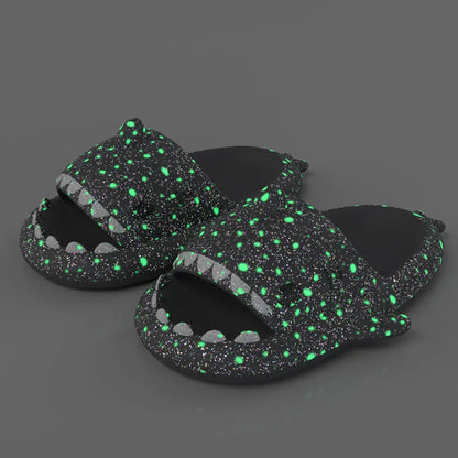 🦈 Halloween Pumpkin Glow Shark Slippers – Fun, non-slip