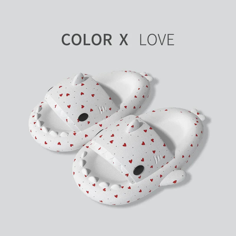 🦈 Shark Cloud Slides – Heart-love platform slippers for women & men