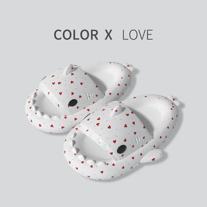 🦈 Shark Cloud Slides – Heart-love platform slippers for women & men