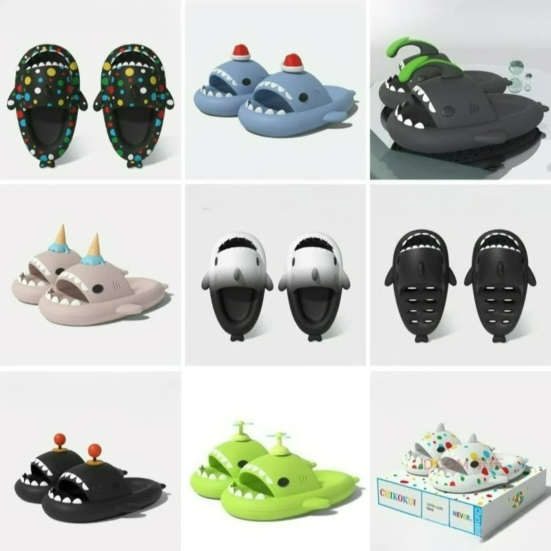 🦈 Luminous Christmas Shark Slippers – Fun non-slip EVA sandals for men & women