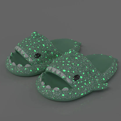 🦈 Halloween Pumpkin Glow Shark Slippers – Fun, non-slip