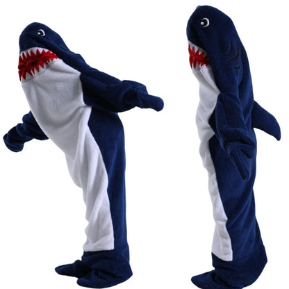 🦈 One-Piece Shark Blanket – Thick, wearable winter hoodie blanket for adults.