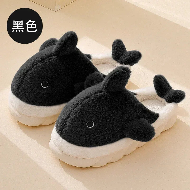 🦈 Fuzzy Shark House Slippers – Funny, plush winter slippers for women & men.