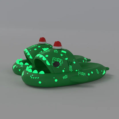 🦈 Night Glowing Shark Slippers – Fun platform slides for women & men.