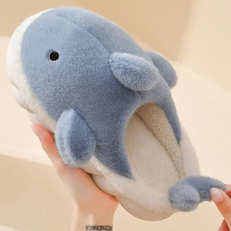 🦈 Fuzzy Shark House Slippers – Funny, plush winter slippers for women & men.