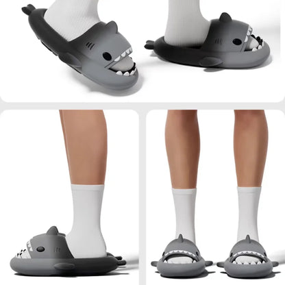 🦈 2025 Summer EVA Shark Slippers – Cute gradient, thick-soled flip-flops for women, men & kids.