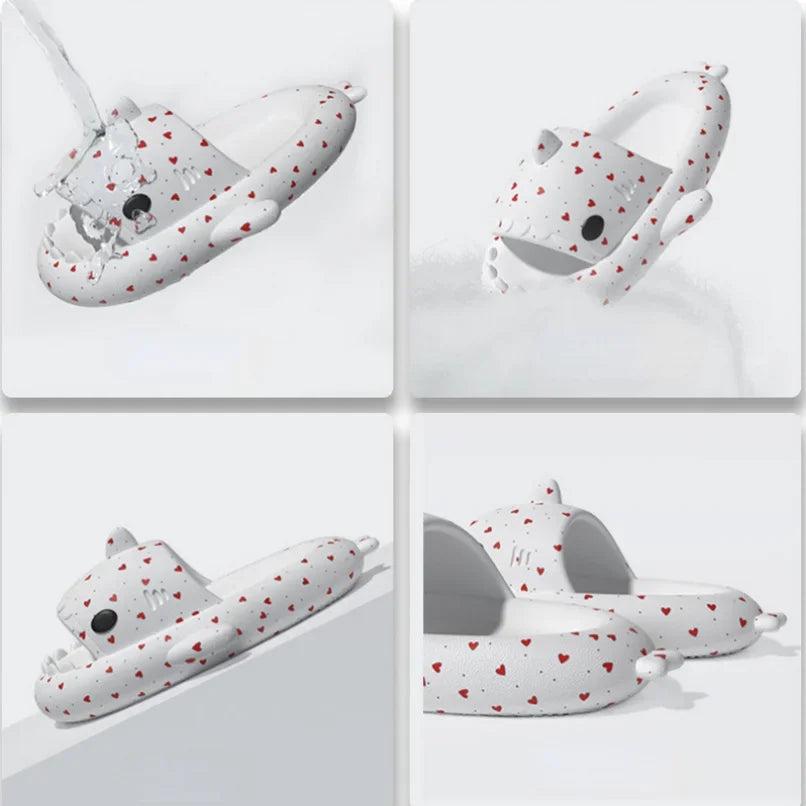🦈 Shark Cloud Slides – Heart-love platform slippers for women & men