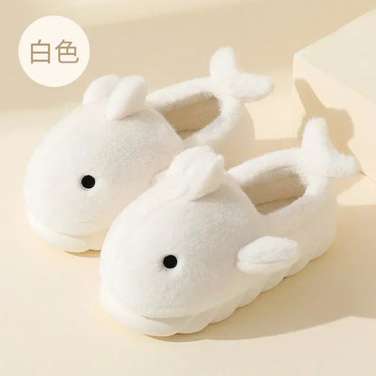 🦈 Fuzzy Shark House Slippers – Funny, plush winter slippers for women & men.