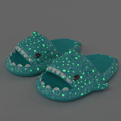 🦈 Halloween Pumpkin Glow Shark Slippers – Fun, non-slip