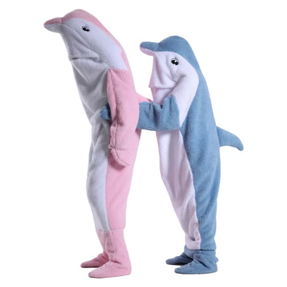 🦈 One-Piece Shark Blanket – Thick, wearable winter hoodie blanket for adults.