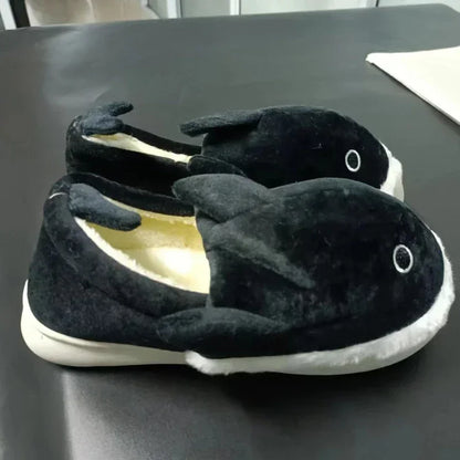 🦈 Fuzzy Shark House Slippers – Funny, plush winter slippers for women & men.