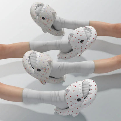 🦈 Shark Cloud Slides – Heart-love platform slippers for women & men