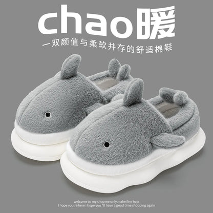 🦈 Fuzzy Shark House Slippers – Funny, plush winter slippers for women & men.