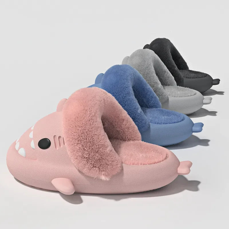 🦈 Men & Women Shark Slippers – Detachable, waterproof EVA slippers with warm plush cotton.