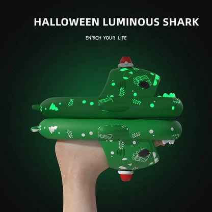 🦈 Halloween Pumpkin Glow Shark Slippers – Fun, non-slip