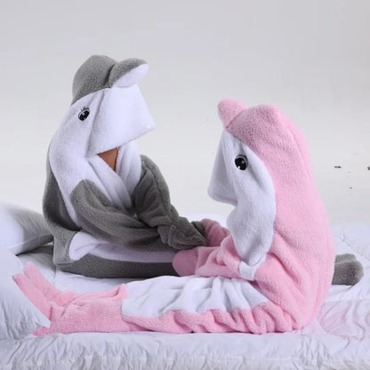 🦈 One-Piece Shark Blanket – Thick, wearable winter hoodie blanket for adults.