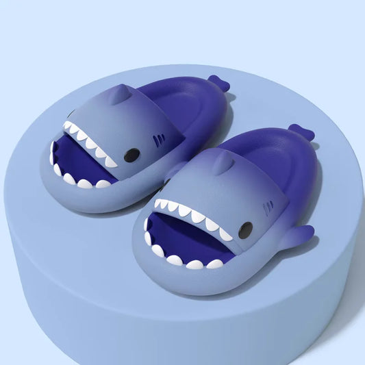 🦈 2025 Summer EVA Shark Slippers – Cute gradient, thick-soled flip-flops for women, men & kids.