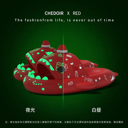 🦈 Luminous Christmas Shark Slippers – Fun non-slip EVA sandals for men & women