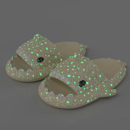 🦈 Halloween Pumpkin Glow Shark Slippers – Fun, non-slip
