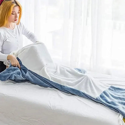 🦈 Shark Cartoon Sleeping Bag – Super soft hooded flannel blanket & onesie for adults.