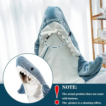 🦈 Shark Cartoon Sleeping Bag – Super soft hooded flannel blanket & onesie for adults.