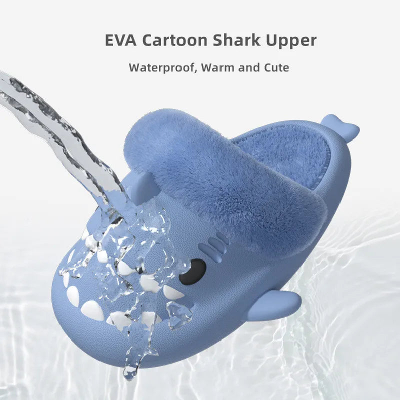 🦈 Men & Women Shark Slippers – Detachable, waterproof EVA slippers with warm plush cotton.