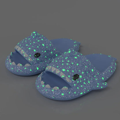🦈 Halloween Pumpkin Glow Shark Slippers – Fun, non-slip