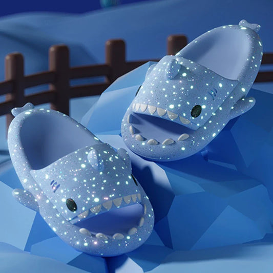 🦈 Women’s Luminous Starry Shark Slides – Cute EVA platform sandals for couples
