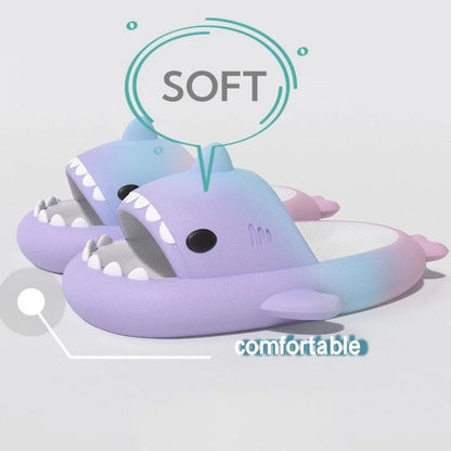 🦈 2024 Summer EVA Shark Slippers – Cute gradient thick-soled slides for women, men & kids.