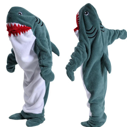 🦈 One-Piece Shark Blanket – Thick, wearable winter hoodie blanket for adults.