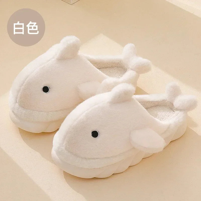 🦈 Fuzzy Shark House Slippers – Funny, plush winter slippers for women & men.