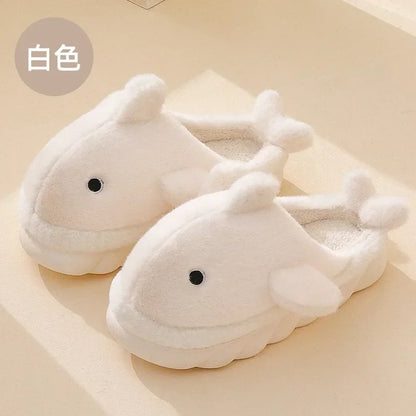 🦈 Fuzzy Shark House Slippers – Funny, plush winter slippers for women & men.
