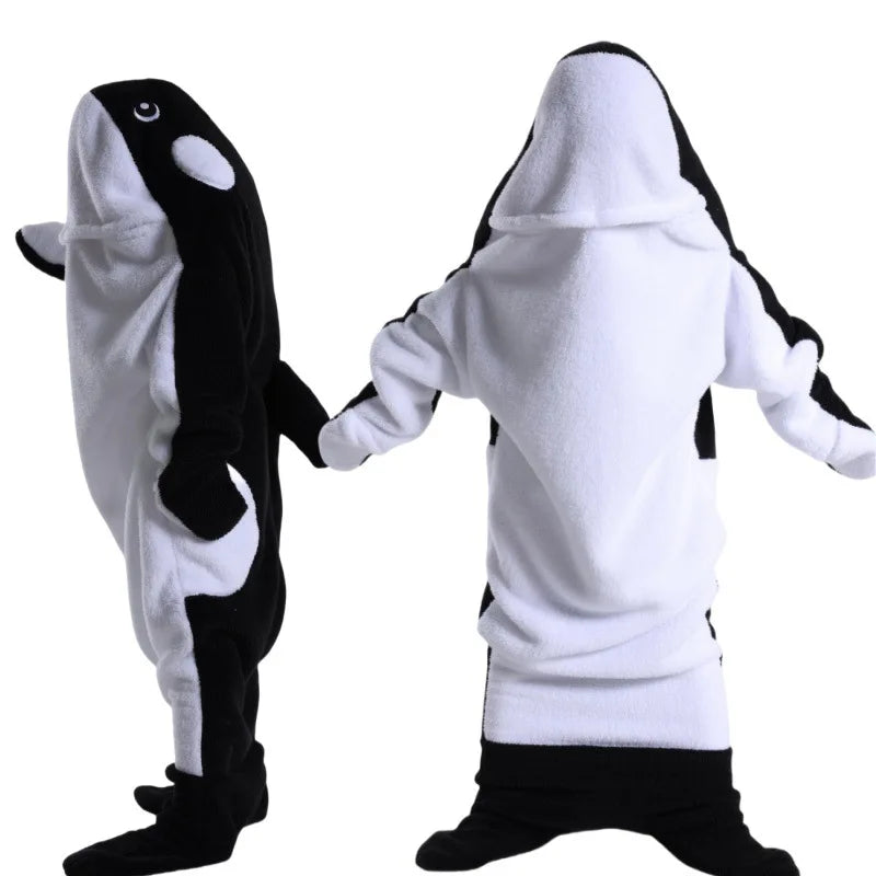🦈 One-Piece Shark Blanket – Thick, wearable winter hoodie blanket for adults.