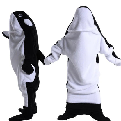 🦈 One-Piece Shark Blanket – Thick, wearable winter hoodie blanket for adults.