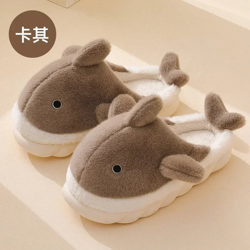 🦈 Fuzzy Shark House Slippers – Funny, plush winter slippers for women & men.