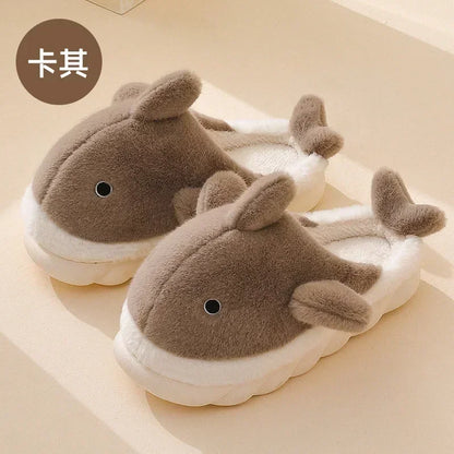 🦈 Fuzzy Shark House Slippers – Funny, plush winter slippers for women & men.